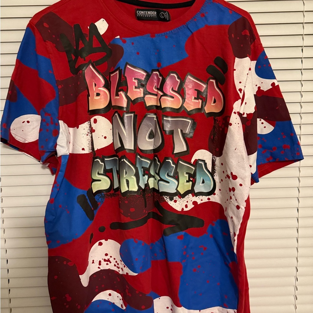 Contender Men's Red and Blue Graphic Tee
